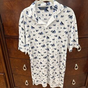 Ralph Lauren White and Blue Sailboat Polo Shirt